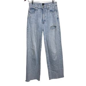 Edwin High Rise Wide Leg distressed light blue jeans sz 27